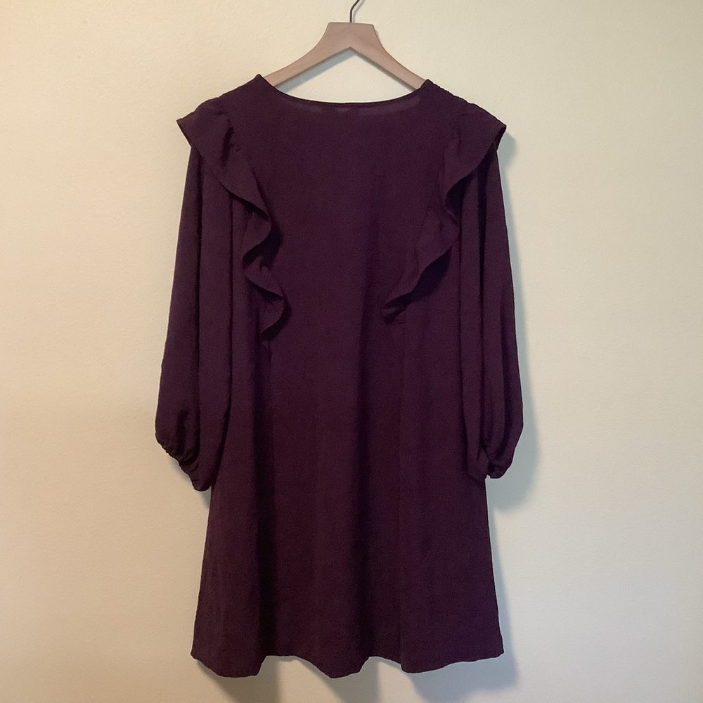 Style U NWT Women’s 1X eggplant purple elastic long sleeves pullover dress - Picture 7 of 8